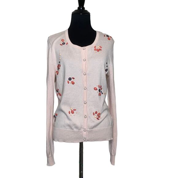 Jones New York long sleeves jewel embellished cardigan size Large - Picture 1 of 8